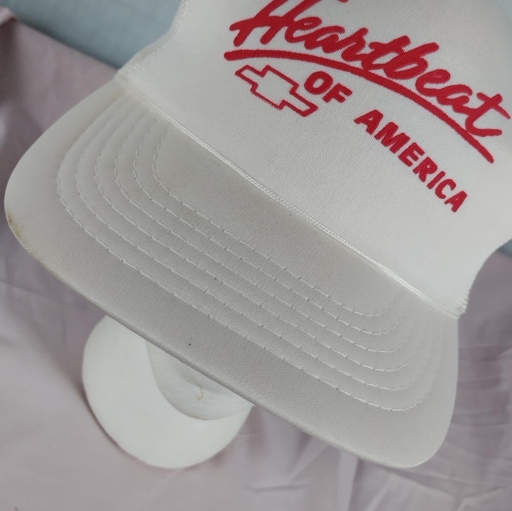 Vtg Chevrolet The Heartbeat Of America Trucker Hat Foam Snapback - Picture 3 of 13